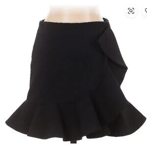 Zara Skirt Womens X-Small Black Mini with Ruffle Gothic Office Biker Rocker NWT